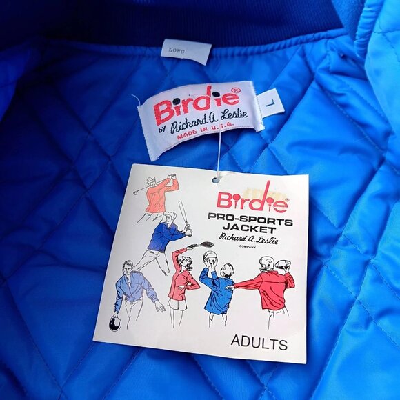 Birdie By Richard A. Leslie Vtg Quilted Blue Men's Bomber Jacket Large USA Water - Picture 6 of 7